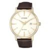 Reloj Citizen BM7463-12A Classic vista frontal esfera beige caja dorada correa de piel marrón