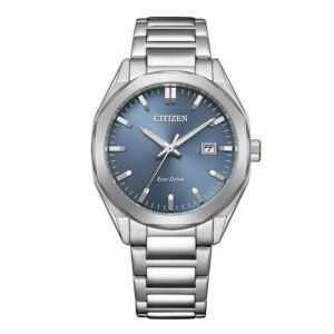 Reloj Citizen BM7620-83M OF Collection vista frontal esfera azul y pulsera de acero