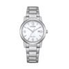 Reloj Citizen EW2720-57A Lady vista frontal esfera blanca y pulsera de acero