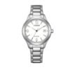 Reloj Citizen FE6121-67A Lady Sporty vista frontal esfera blanca pulsera de acero