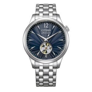Citizen NH9131-73L esfera azul Reloj Citizen NH9131-73L vista frontal esfera azul open heart pulsera de acero