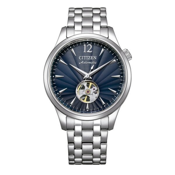 Citizen NH9131-73L esfera azul Reloj Citizen NH9131-73L vista frontal esfera azul open heart pulsera de acero
